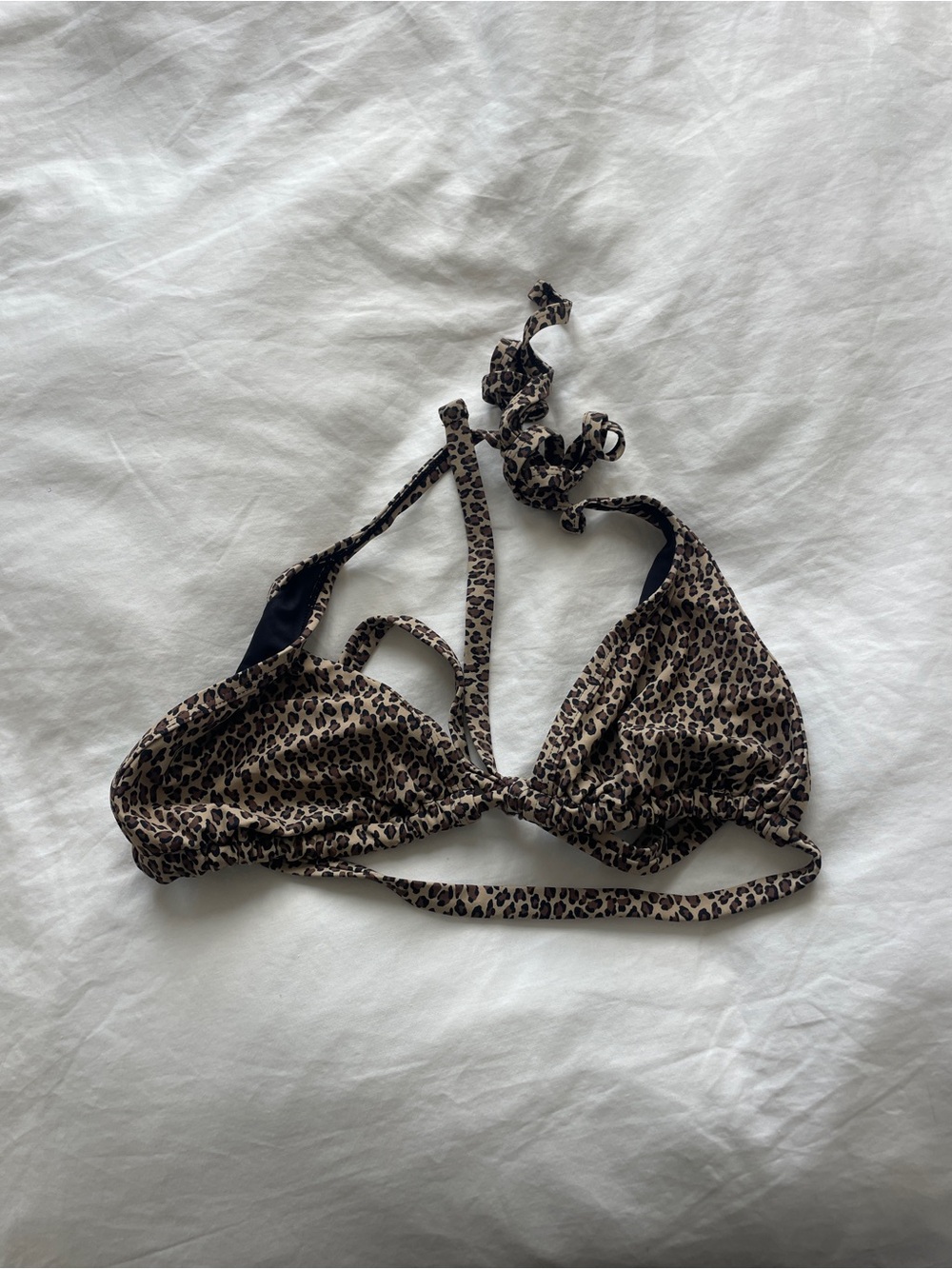 Frankie's Bikinis Leopard Bandeau Top - Tan & Black